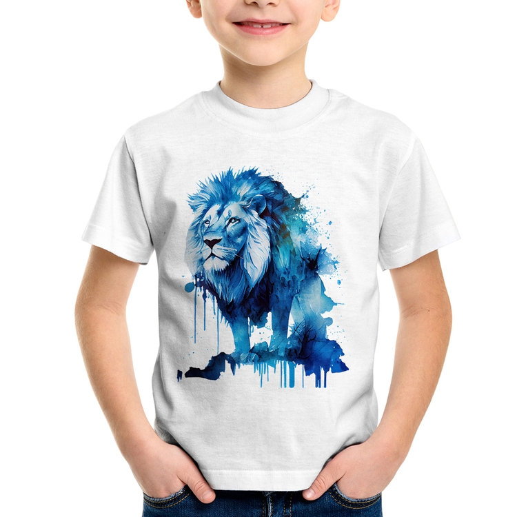 Camiseta Infantil Leão Azul