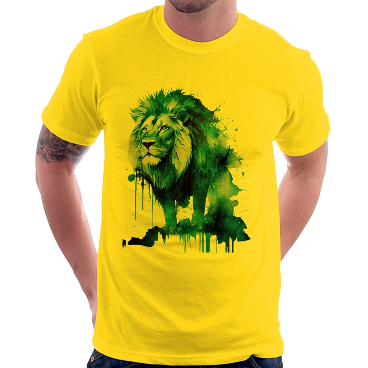 Camiseta Leão Azul - Amarela