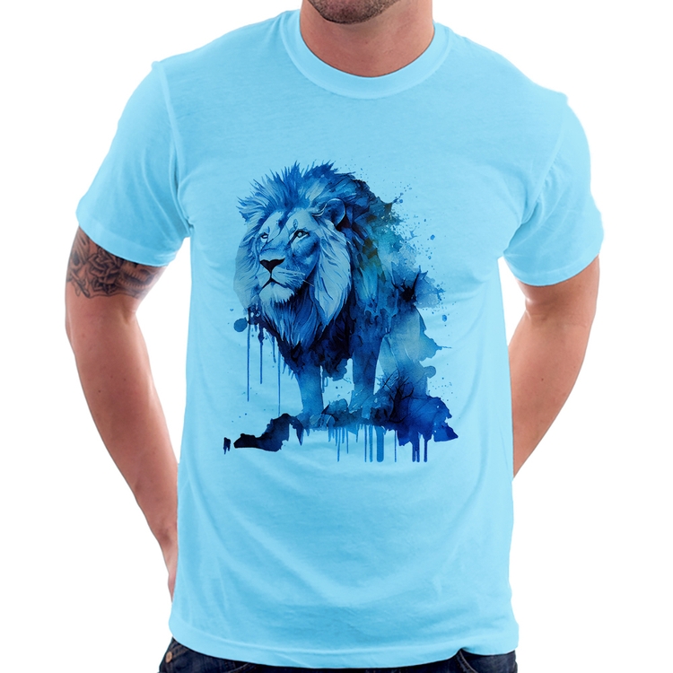 Camiseta Leão Azul - Azul Bebê
