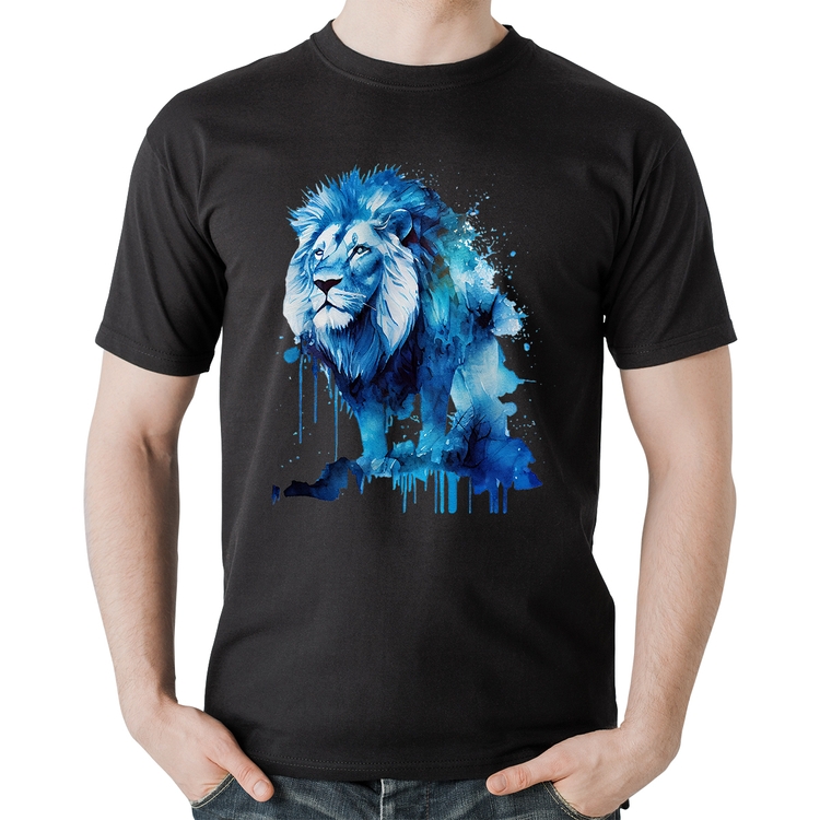 Camiseta Algodão Leão Azul