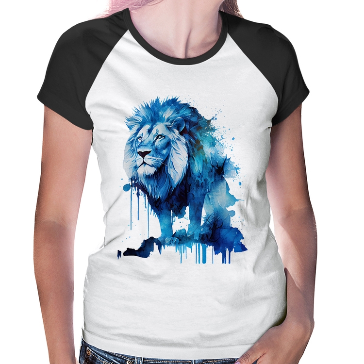 Baby Look Raglan Leão Azul