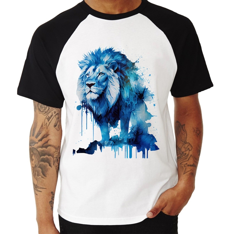 Camiseta Raglan Leão Azul