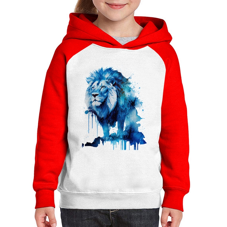 Moletom Infantil Leão Azul - Branco/Vermelho