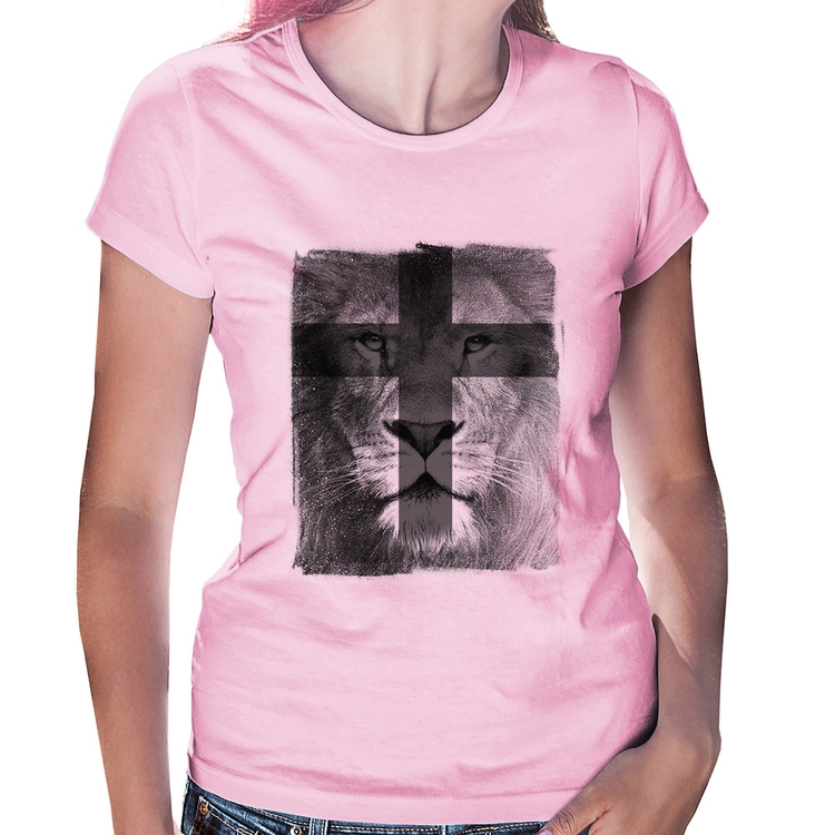 Baby Look Leão de Judá - Rosa Bebê