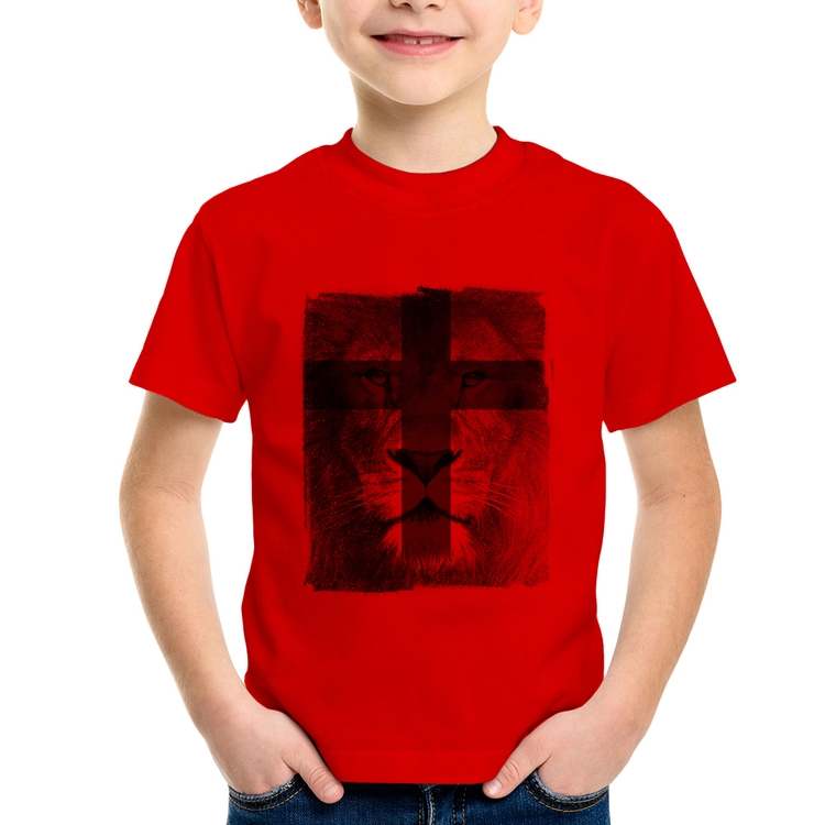 Camiseta Infantil Leão de Judá - Vermelha