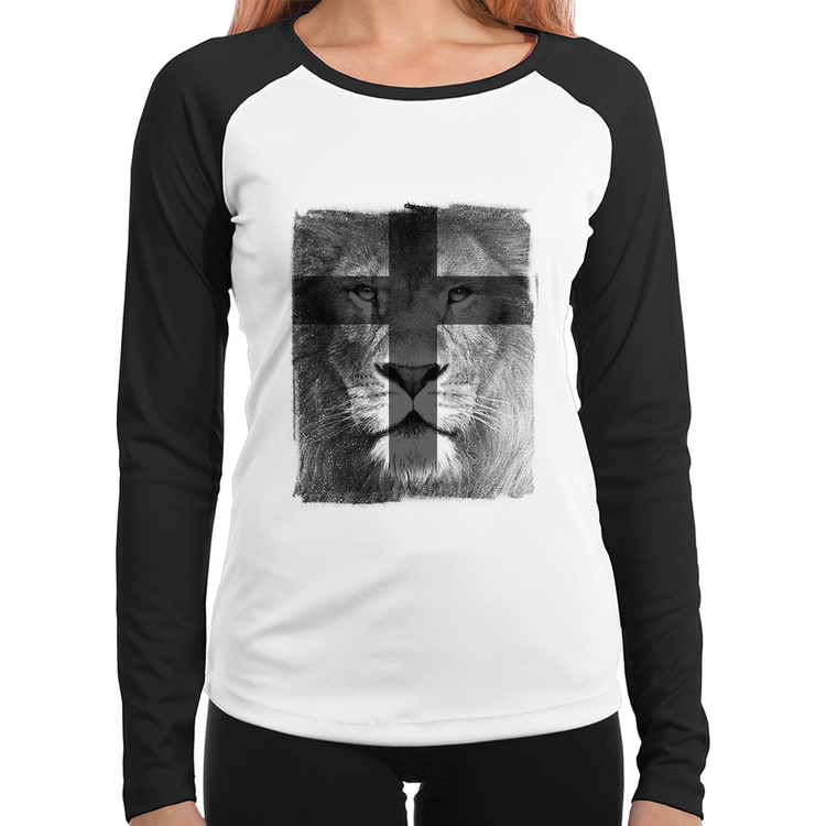 Baby Look Raglan Leão de Judá Manga Longa