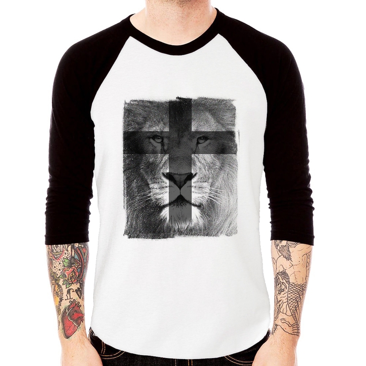 Camiseta Raglan Leão de Judá Manga 3/4