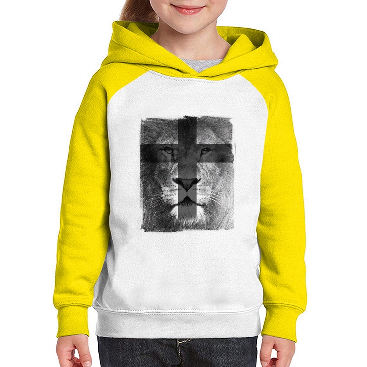 Moletom Infantil Leão de Judá - Branco/Amarelo