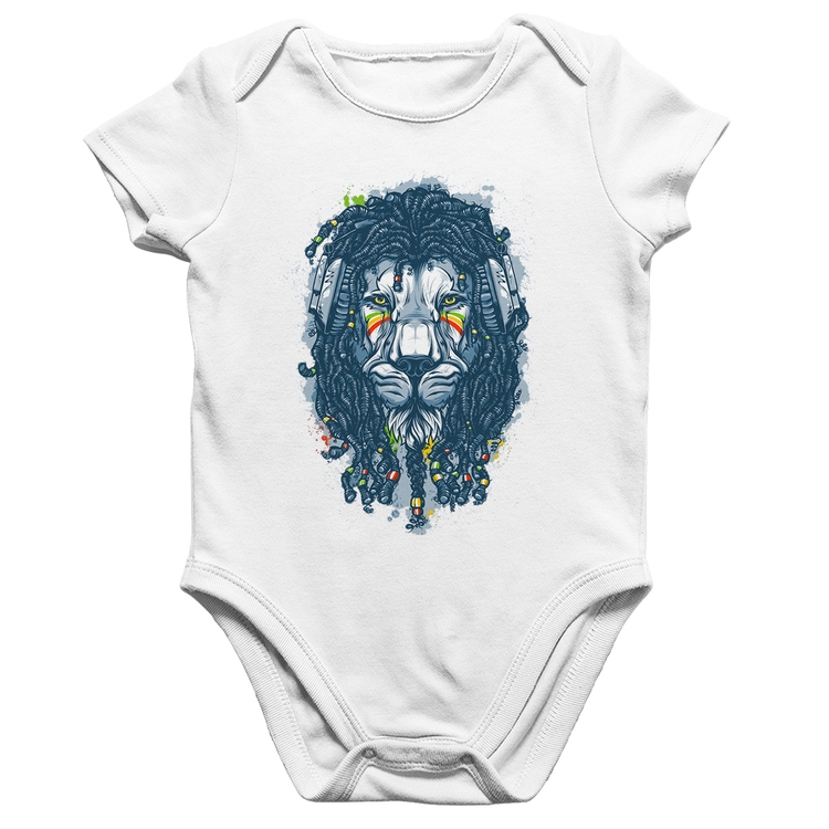 Body Bebê Algodão Leão Reggae - Branco