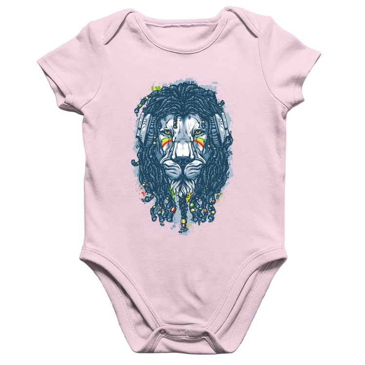 Body Bebê Algodão Leão Reggae - Rosa Bebê