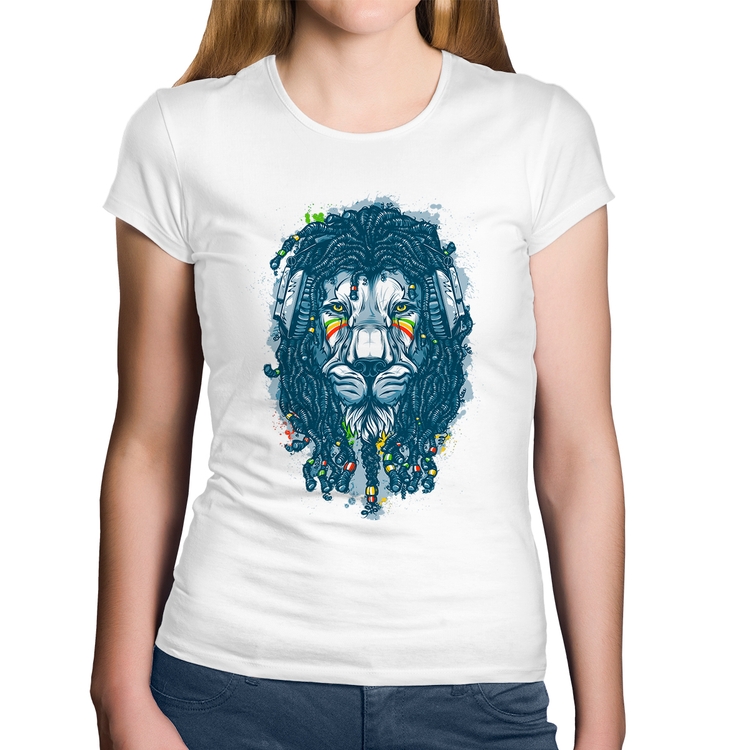 Baby Look Algodão Leão Reggae - Branca