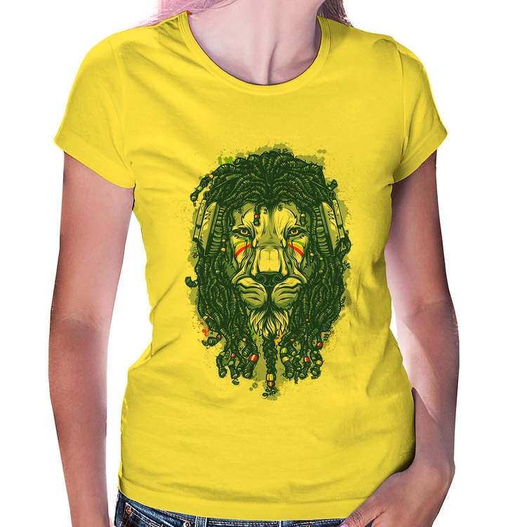 Baby Look Leão Reggae - Amarela