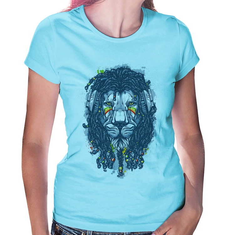 Baby Look Leão Reggae - Azul Bebê