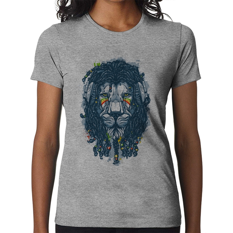 Baby Look Leão Reggae - Cinza