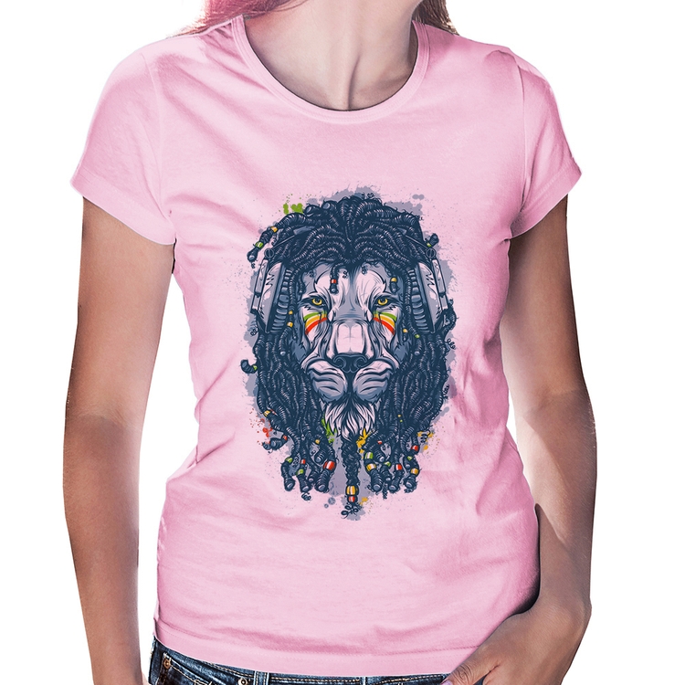 Baby Look Leão Reggae - Rosa Bebê