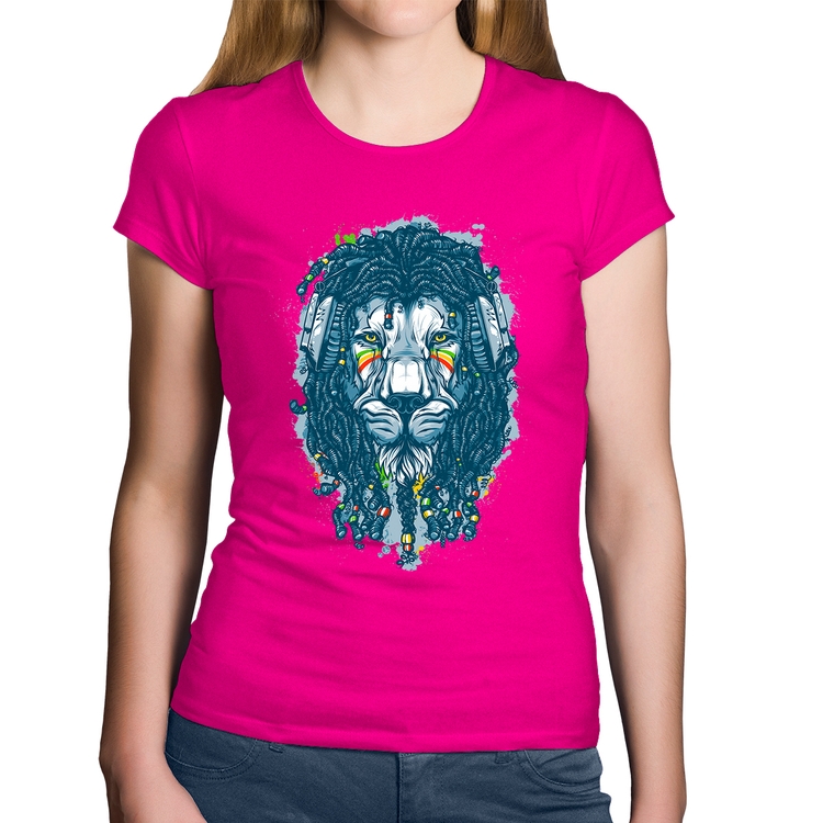 Baby Look Algodão Leão Reggae - Rosa