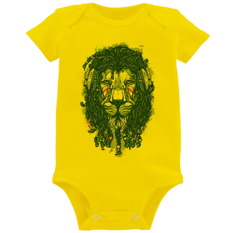 Body Bebê Leão Reggae - Amarelo