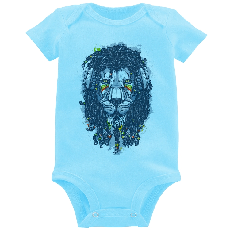Body Bebê Leão Reggae - Azul Bebê