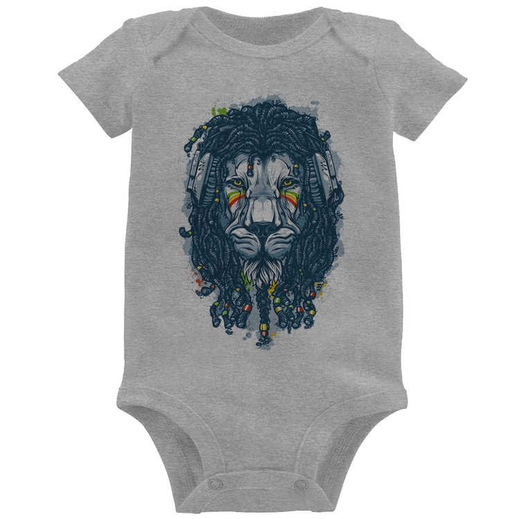 Body Bebê Leão Reggae - Cinza