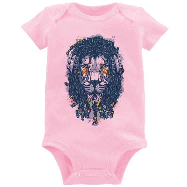 Body Bebê Leão Reggae - Rosa Bebê