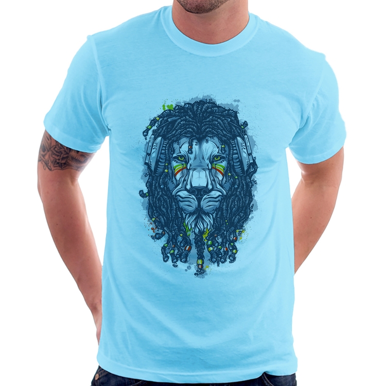 Camiseta Leão Reggae - Azul Bebê