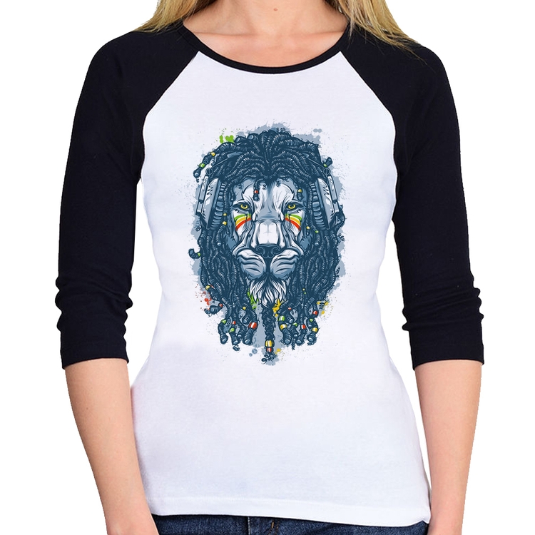 Baby Look Raglan Leão Reggae Manga 3/4