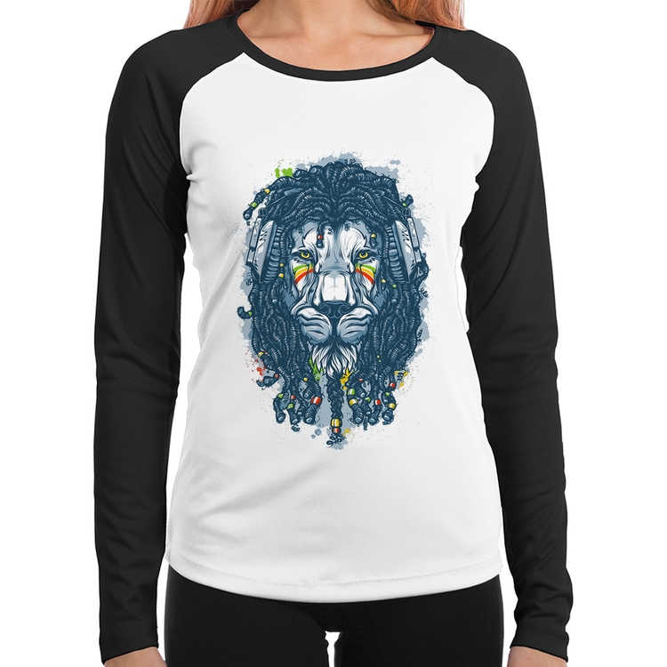 Baby Look Raglan Leão Reggae Manga Longa