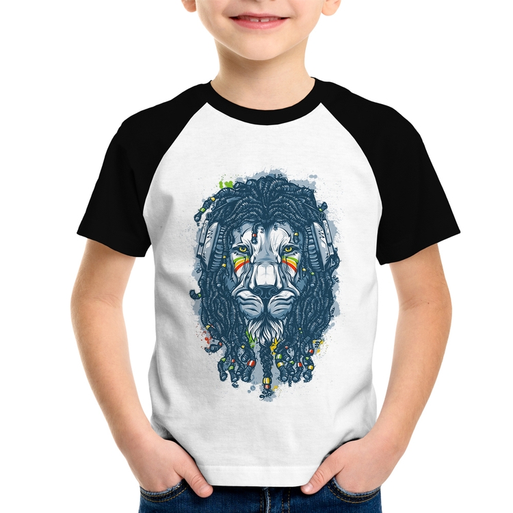 Camiseta Raglan Infantil Leão Reggae