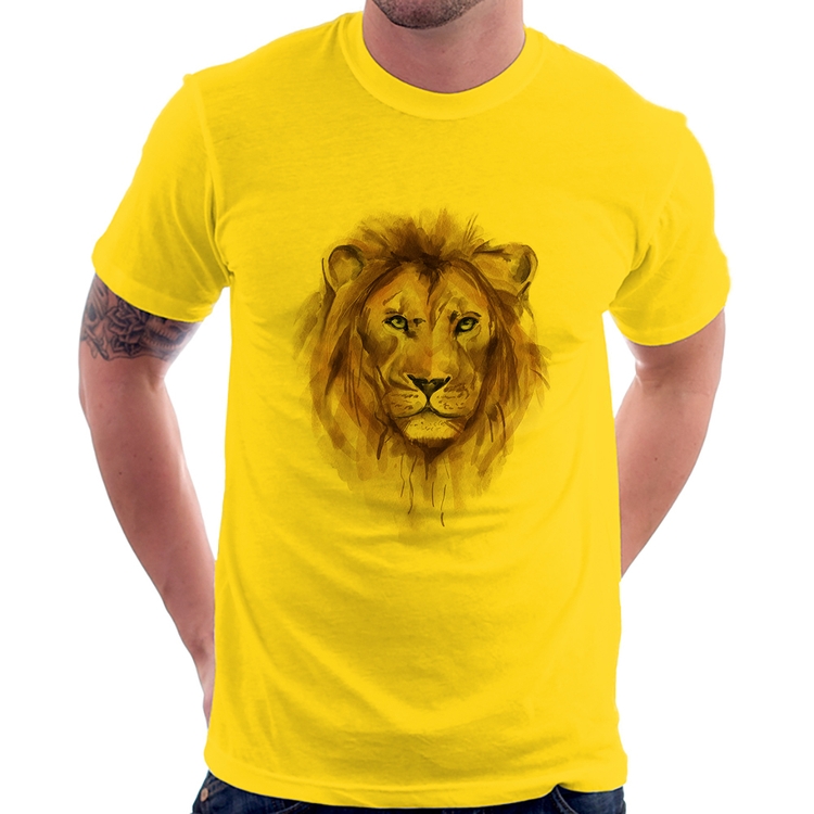 Camiseta Leão Watercolor - Amarela