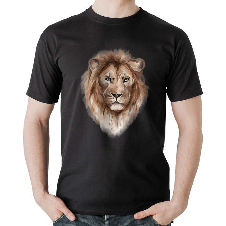 Camiseta Algodão Leão Watercolor