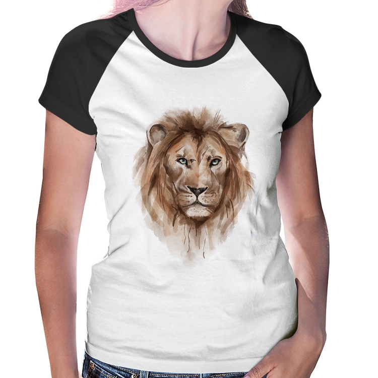 Baby Look Raglan Leão Watercolor