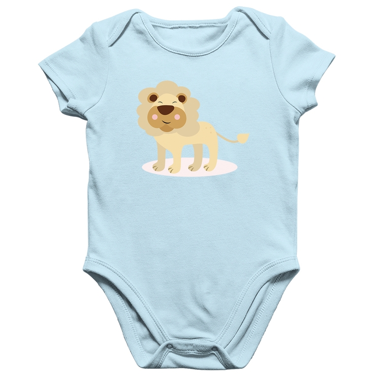 Body Bebê Algodão Leãozinho - Azul Bebê
