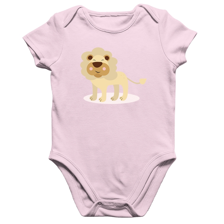 Body Bebê Algodão Leãozinho - Rosa Bebê