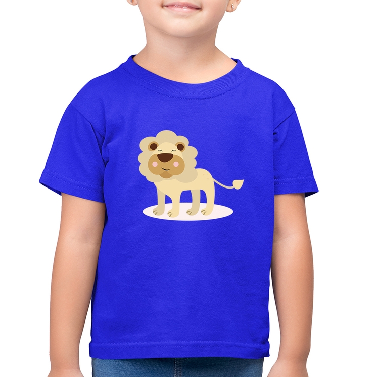Camiseta Algodão Infantil Leãozinho - Azul Royal