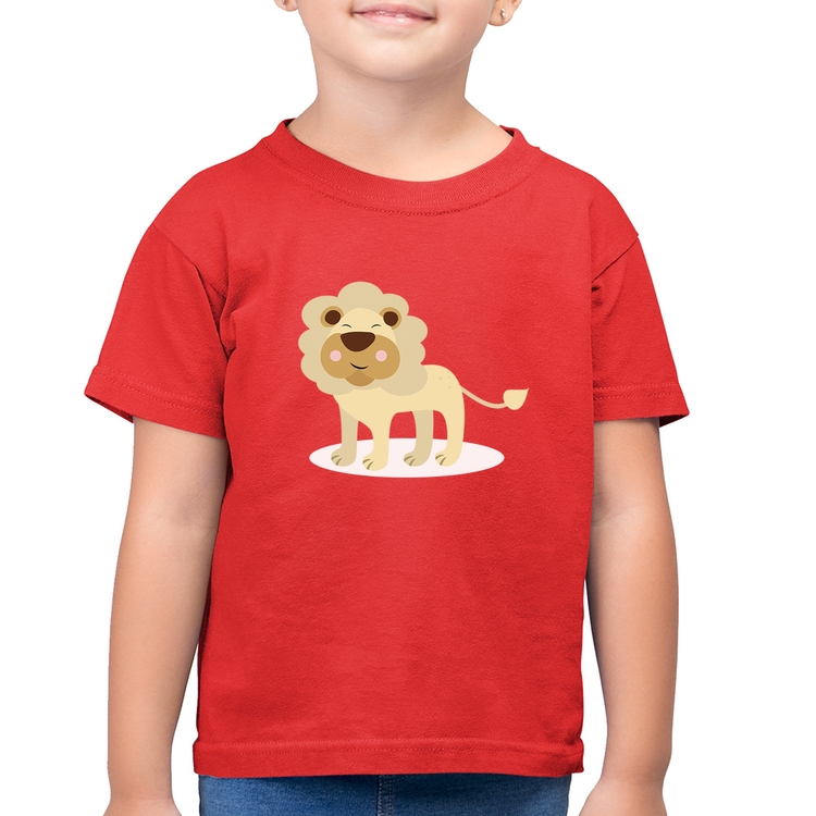 Camiseta Algodão Infantil Leãozinho - Vermelha