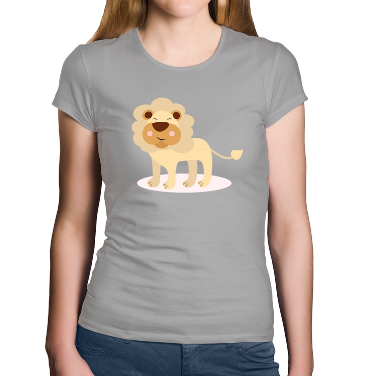 Baby Look Algodão Leãozinho - Cinza