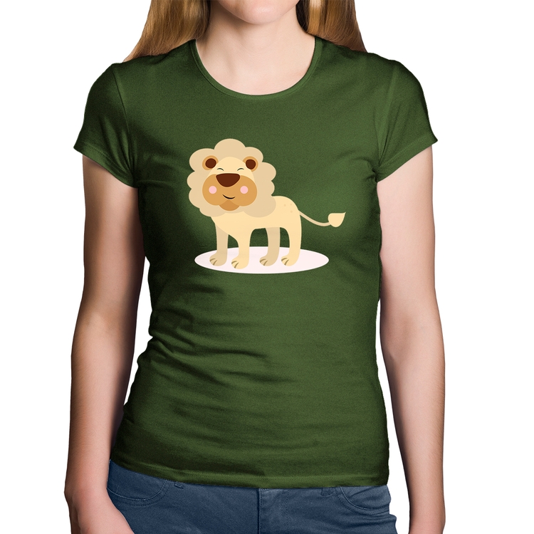 Baby Look Algodão Leãozinho - Musgo