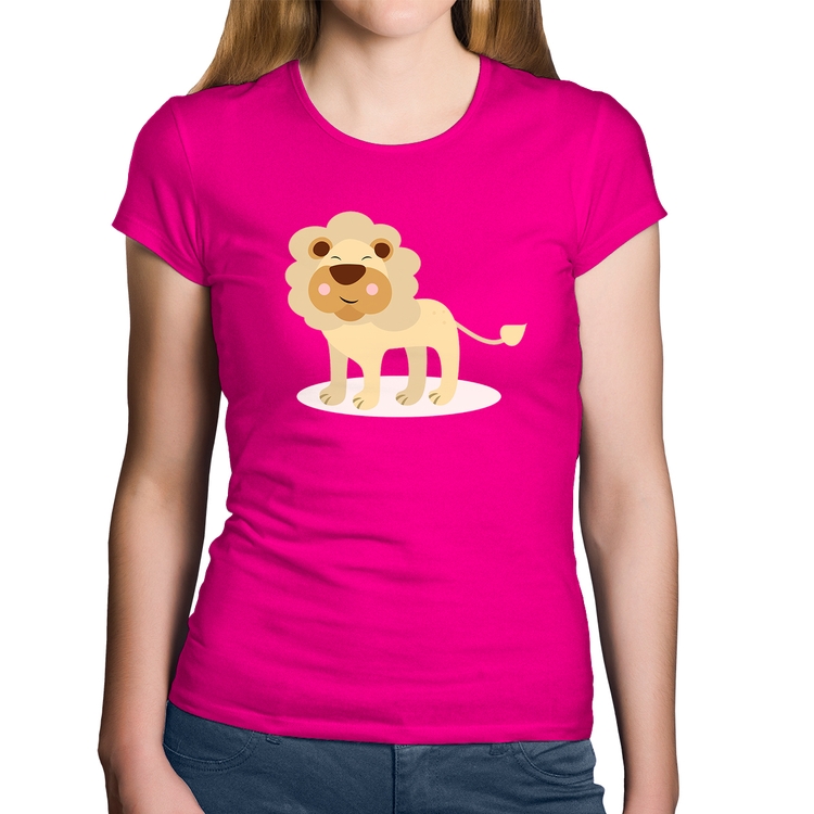 Baby Look Algodão Leãozinho - Rosa