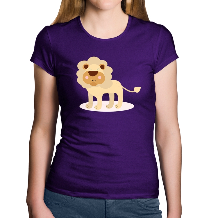 Baby Look Algodão Leãozinho - Roxa