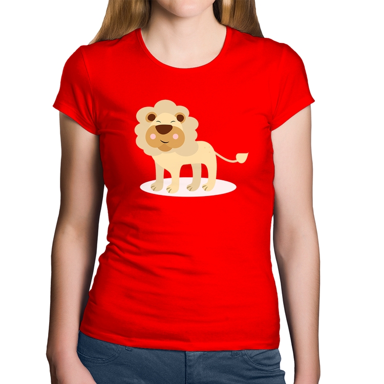 Baby Look Algodão Leãozinho - Vermelha