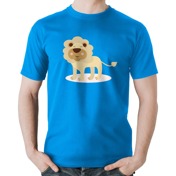 Camiseta Algodão Leãozinho - Azul