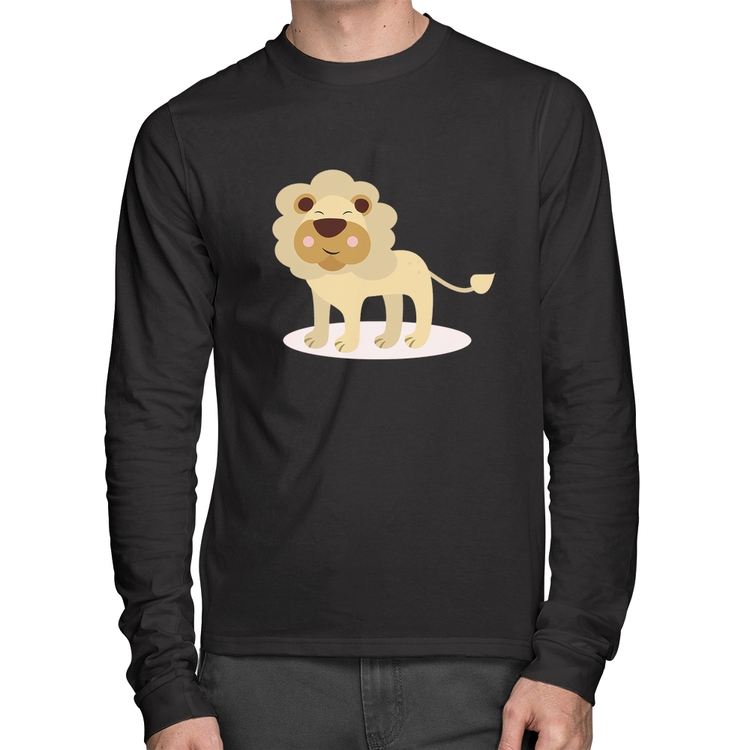 Camiseta Algodão Leãozinho Manga Longa