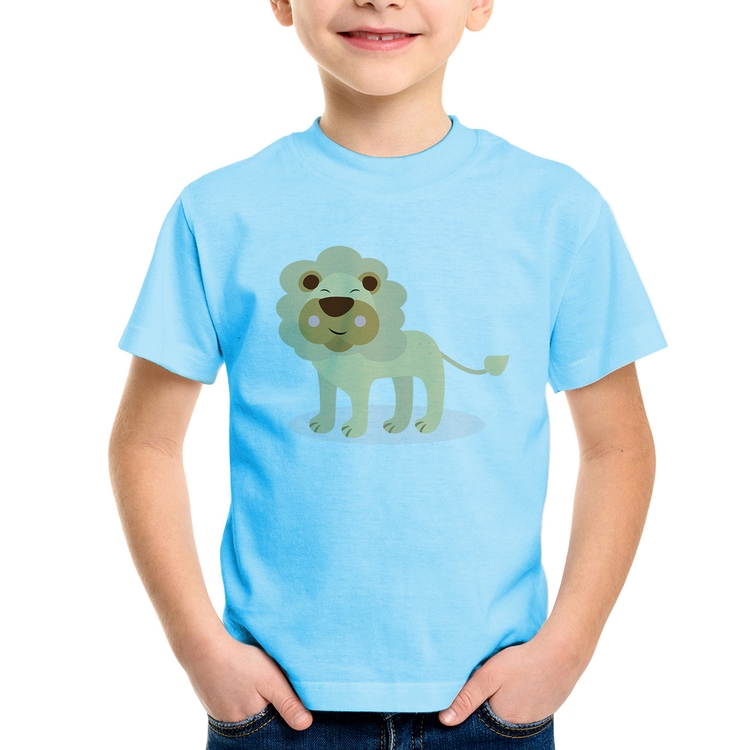 Camiseta Infantil Leãozinho - Azul Bebê
