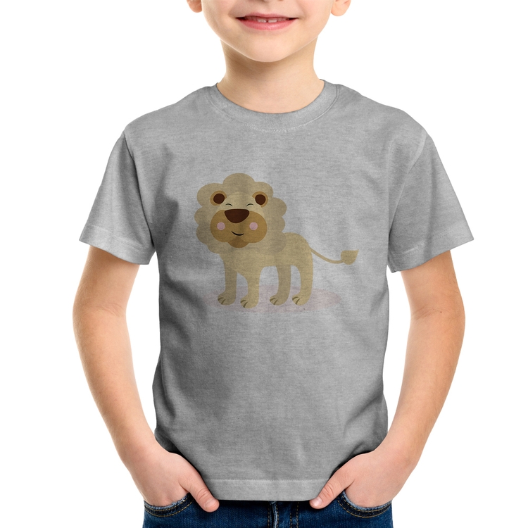 Camiseta Infantil Leãozinho - Cinza