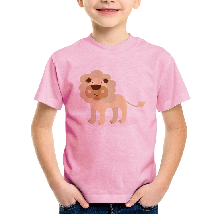 Camiseta Infantil Leãozinho - Rosa Bebê