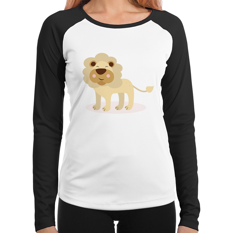 Baby Look Raglan Leãozinho Manga Longa