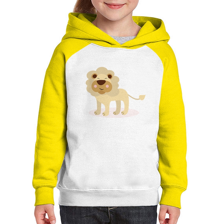 Moletom Infantil Leãozinho - Branco/Amarelo