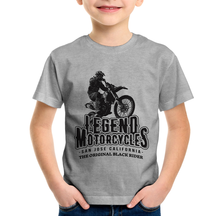 Camiseta Infantil Legend Motorcycle - Cinza