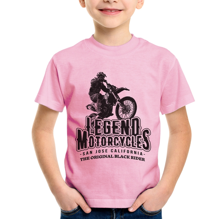 Camiseta Infantil Legend Motorcycle - Rosa Bebê