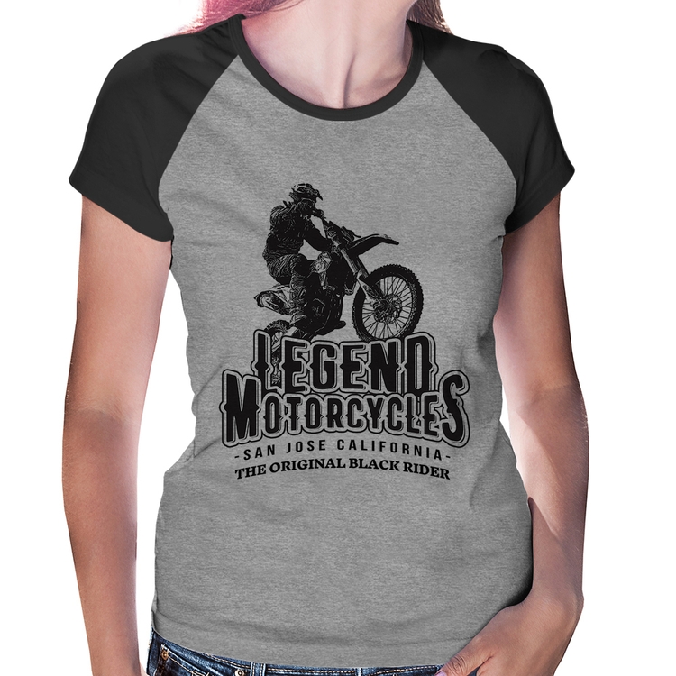 Baby Look Raglan Legend Motorcycle - Cinza/Preto